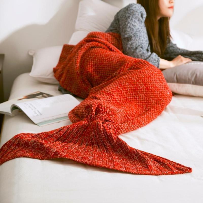 loomrack Mermaid Tail Blanket - Crochet - Adult / Kids / Baby Blankets Red / Baby 50x80CM