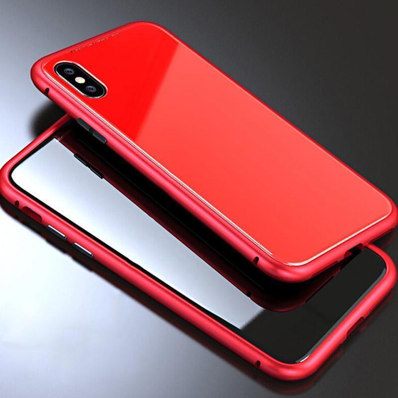 loomrack Metal Frame + Tempered Glass Magnetic Phone Case Fitted Cases Full Red / for iphone X