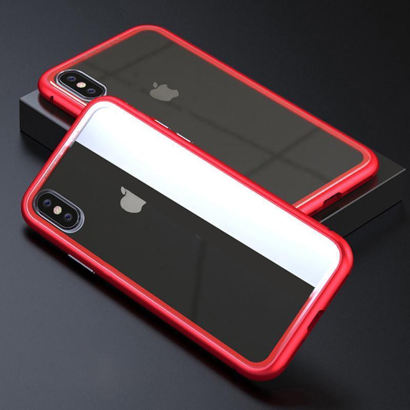 loomrack Metal Frame + Tempered Glass Magnetic Phone Case Fitted Cases Red Clear / for iphone X