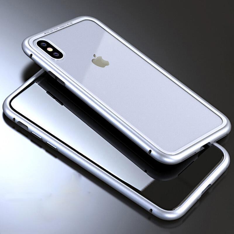 loomrack Metal Frame + Tempered Glass Magnetic Phone Case Fitted Cases Silver Clear / for iphone X