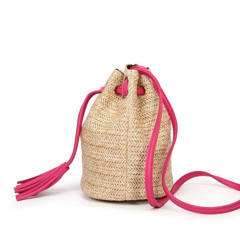 loomrack Mini Straw Bucket Bag Top-Handle Bags