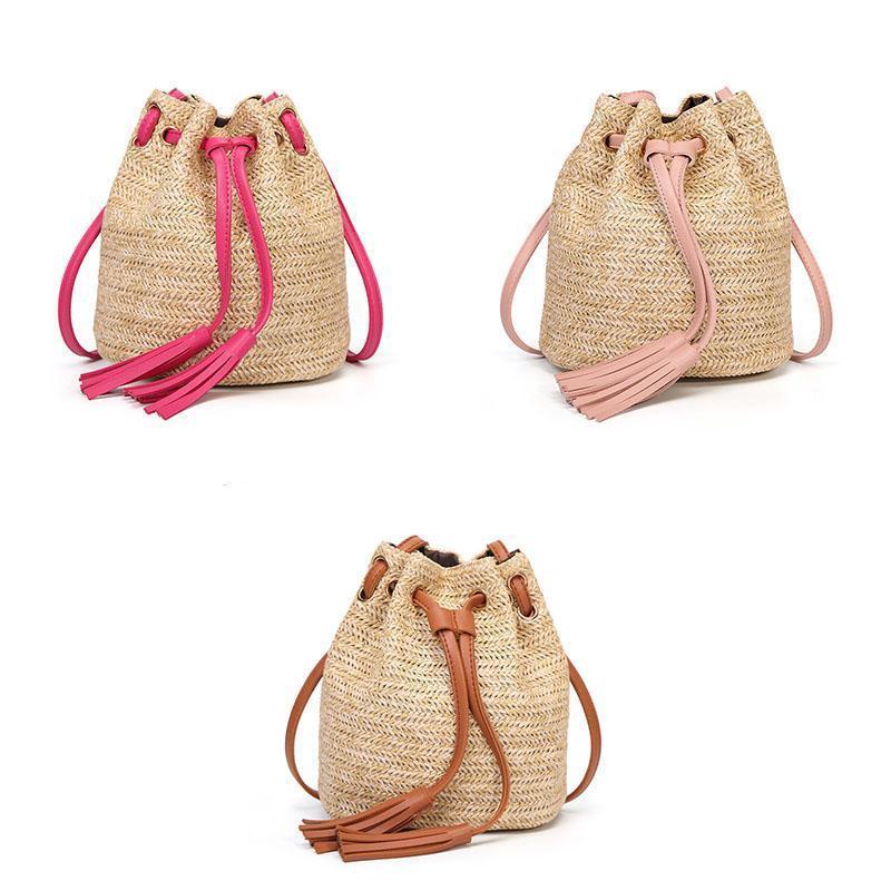 loomrack Mini Straw Bucket Bag Top-Handle Bags