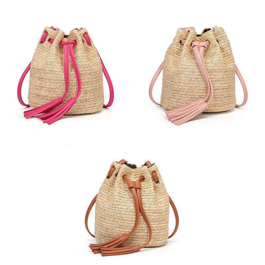 loomrack Mini Straw Bucket Bag Top-Handle Bags