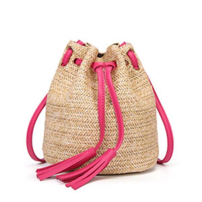 loomrack Mini Straw Bucket Bag Top-Handle Bags Rose