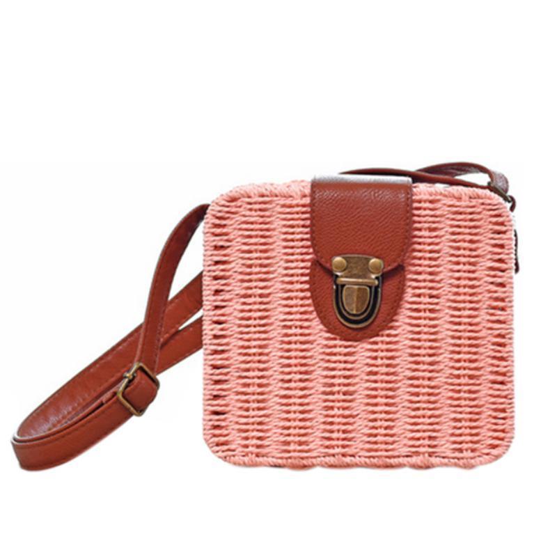 loomrack Mini Straw Messenger Bag Shoulder Bags Pink