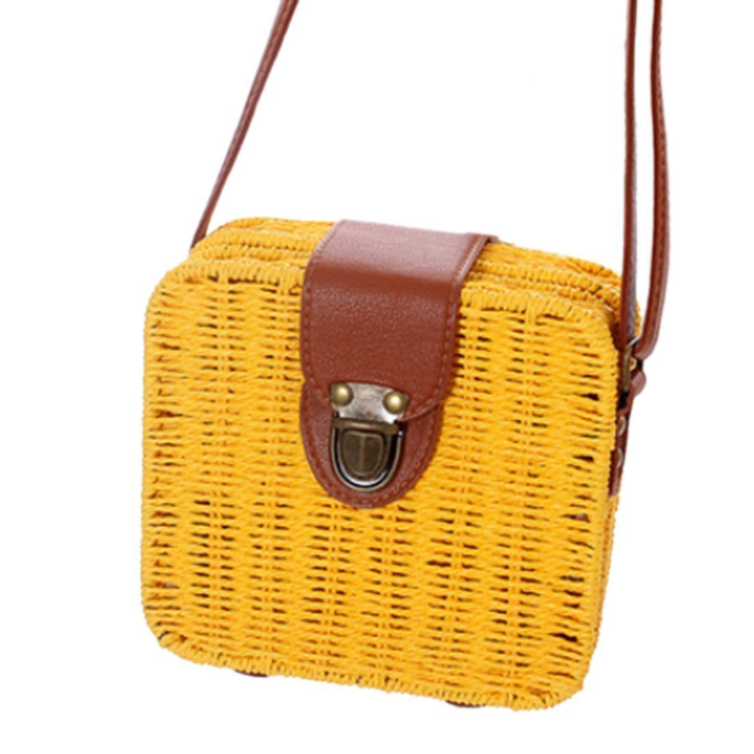 loomrack Mini Straw Messenger Bag Shoulder Bags Yellow