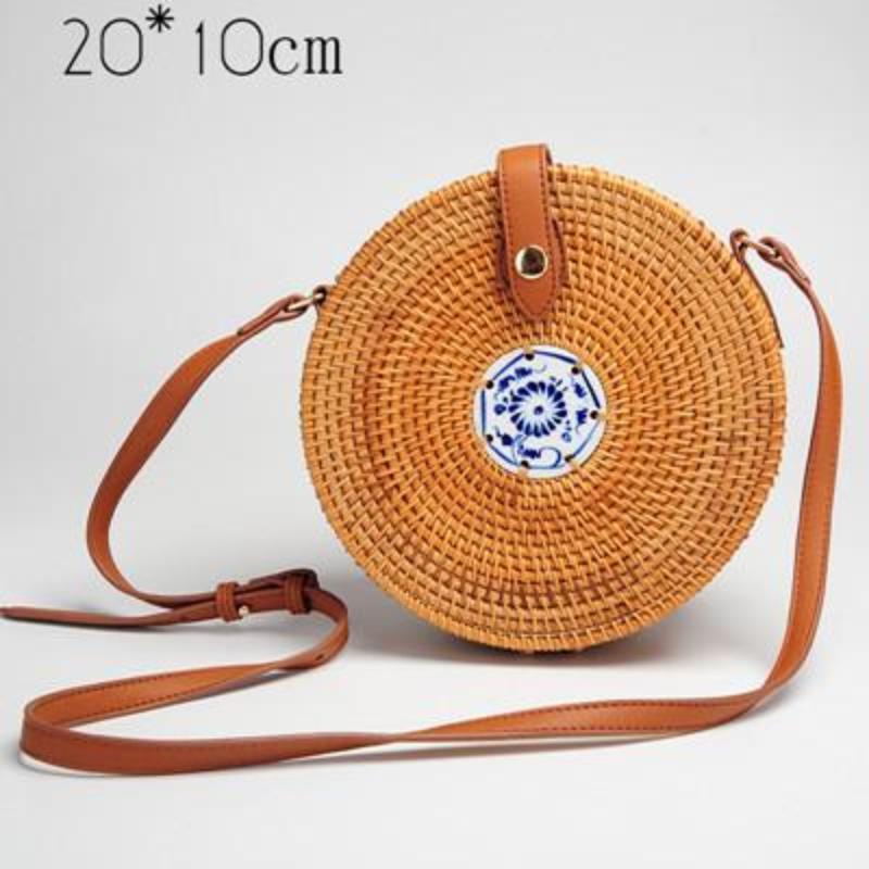 loomrack Porcelain Detail Handmade Rattan Bag Shoulder Bags 20x10 CM