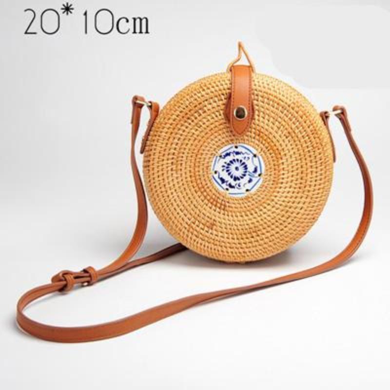 loomrack Porcelain Detail Handmade Rattan Bag Shoulder Bags 20x10 CM Round