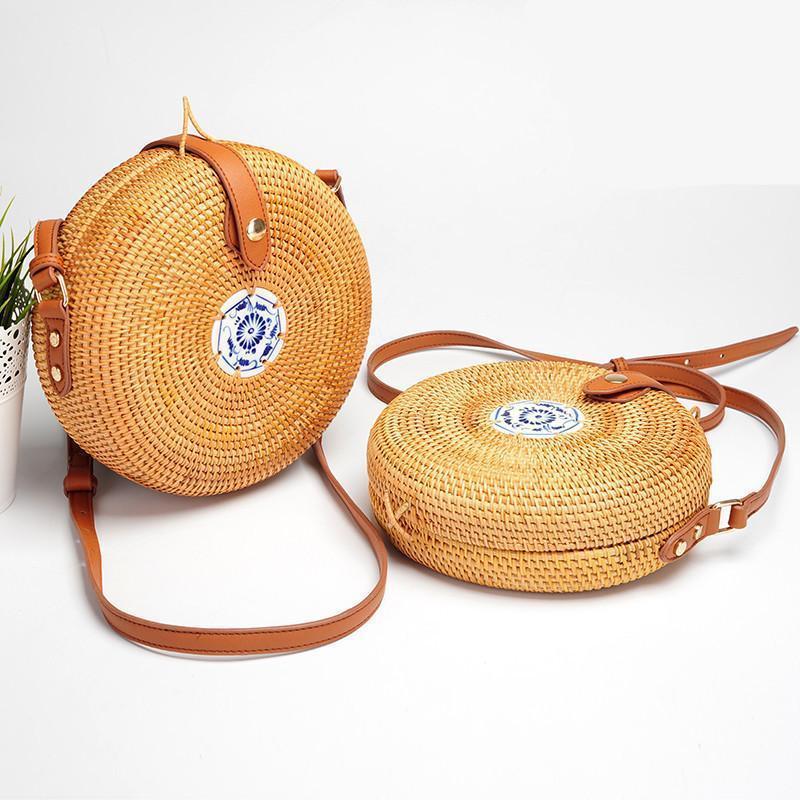 loomrack Porcelain Detail Handmade Rattan Bag Shoulder Bags