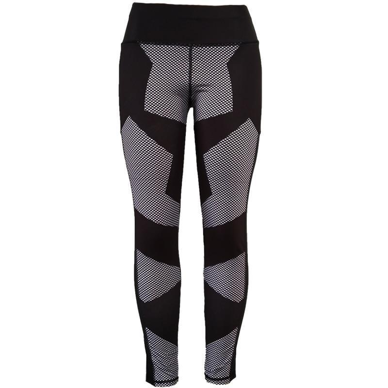 loomrack Push Up Geometric Side Mesh Checkered Black & White Leggings Leggings