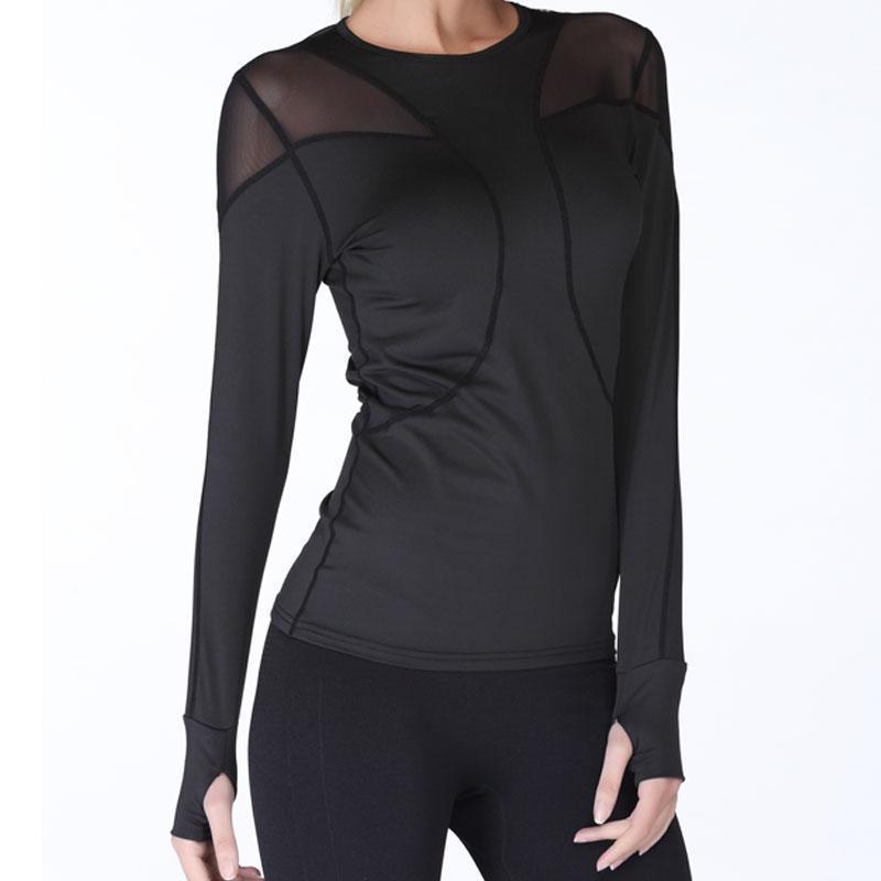 loomrack Quick Dry Breathable Mesh Long Sleeve Yoga Top Yoga Shirts Black / S