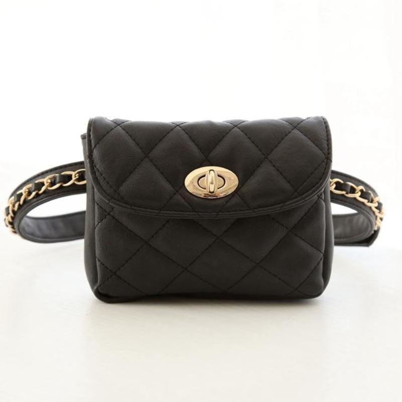 loomrack Quilted Belt Bag Novelty Bags Black Leather