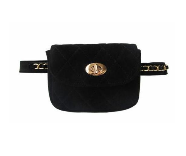 loomrack Quilted Belt Bag Novelty Bags Black Suede