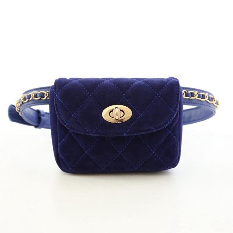 loomrack Quilted Belt Bag Novelty Bags Blue Suede