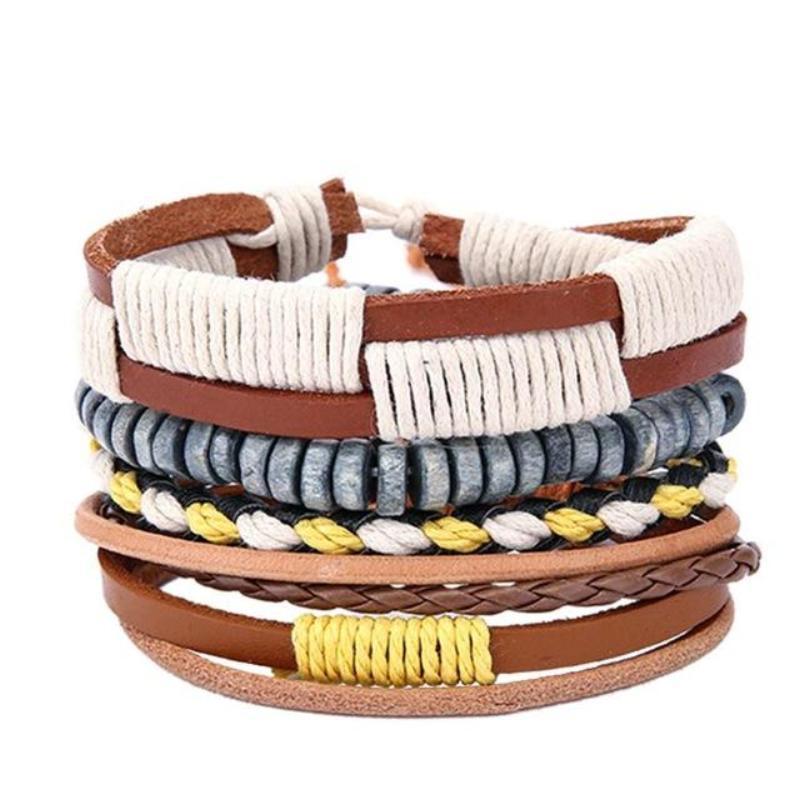 loomrack Retro Adjustable Leather Bangles for Men Charm Bracelets Bracelet Style - 02