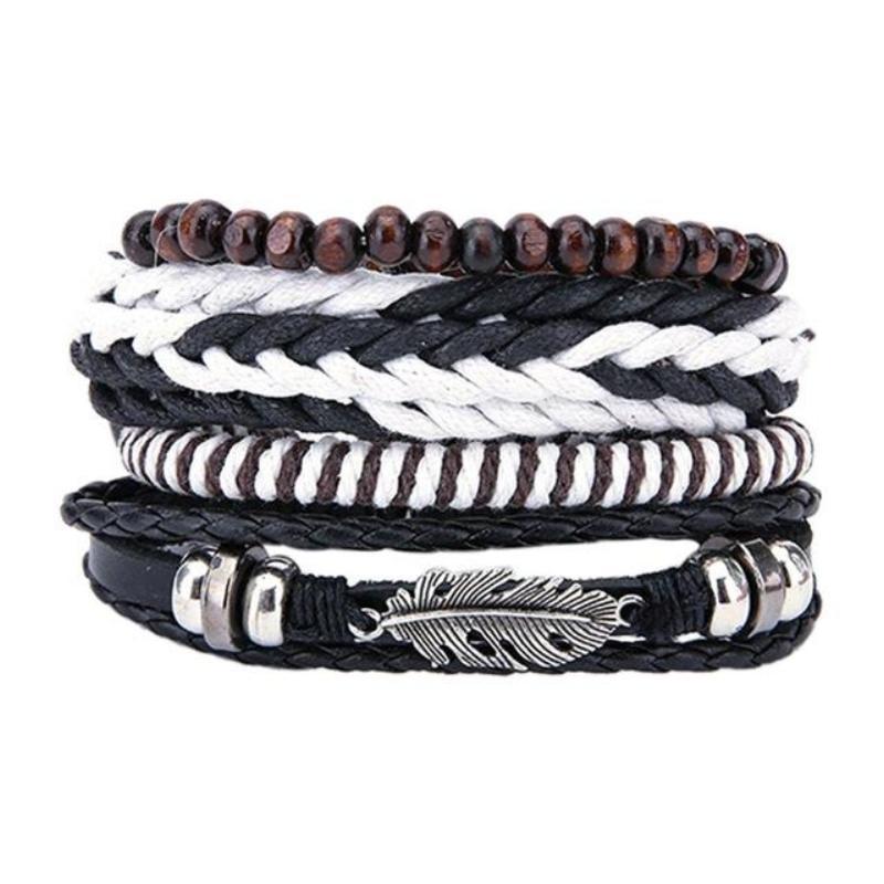 loomrack Retro Adjustable Leather Bangles for Men Charm Bracelets Bracelet Style - 03