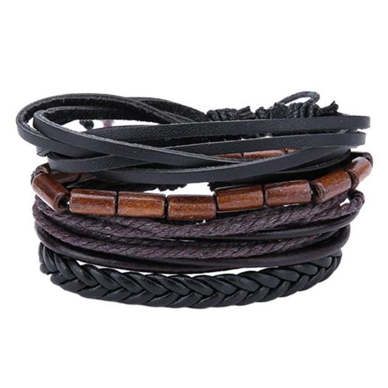 loomrack Retro Adjustable Leather Bangles for Men Charm Bracelets Bracelet Style - 06