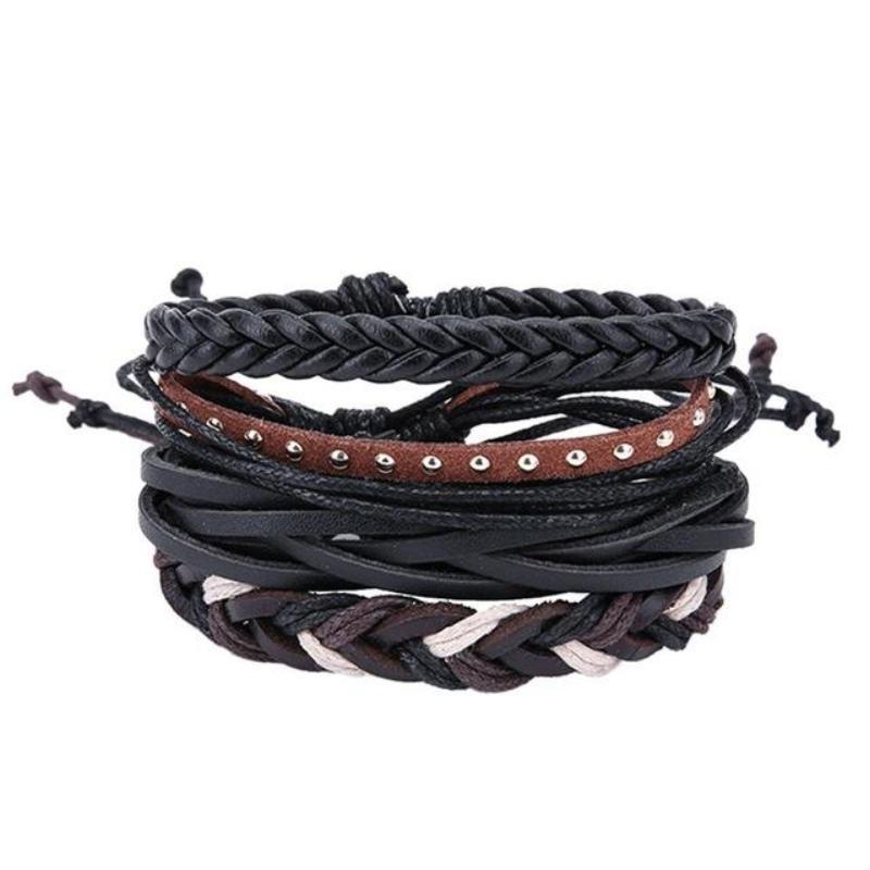 loomrack Retro Adjustable Leather Bangles for Men Charm Bracelets Bracelet Style - 09