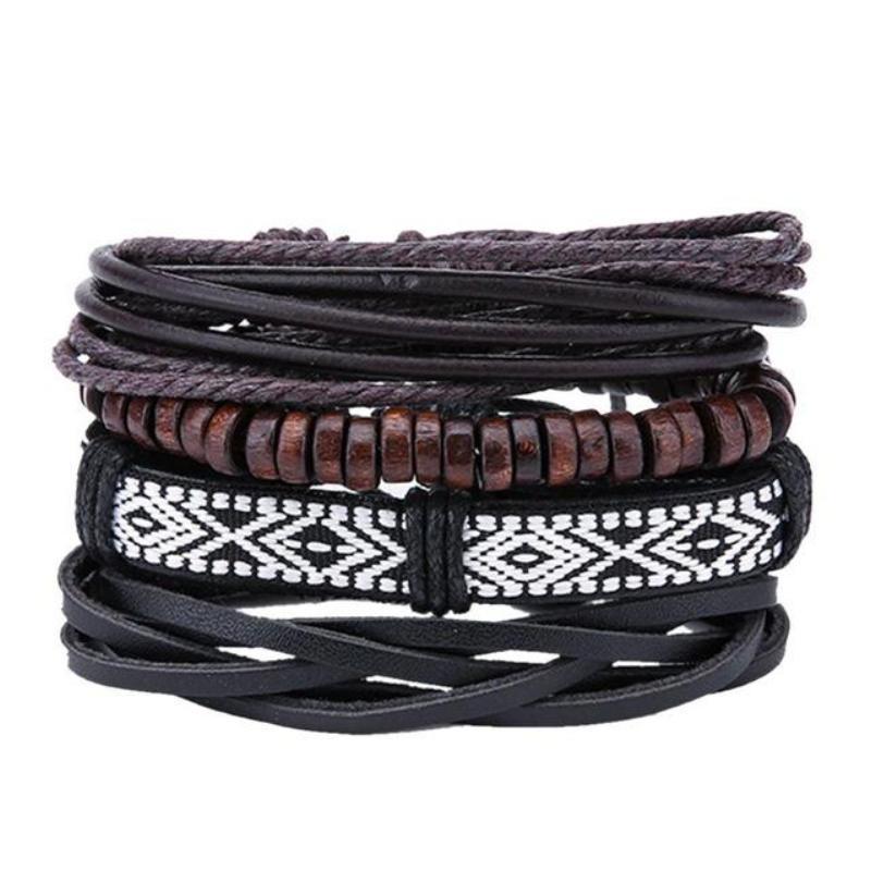 loomrack Retro Adjustable Leather Bangles for Men Charm Bracelets Bracelet Style - 10