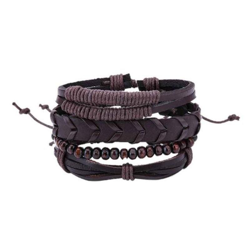 loomrack Retro Adjustable Leather Bangles for Men Charm Bracelets Bracelet Style - 11