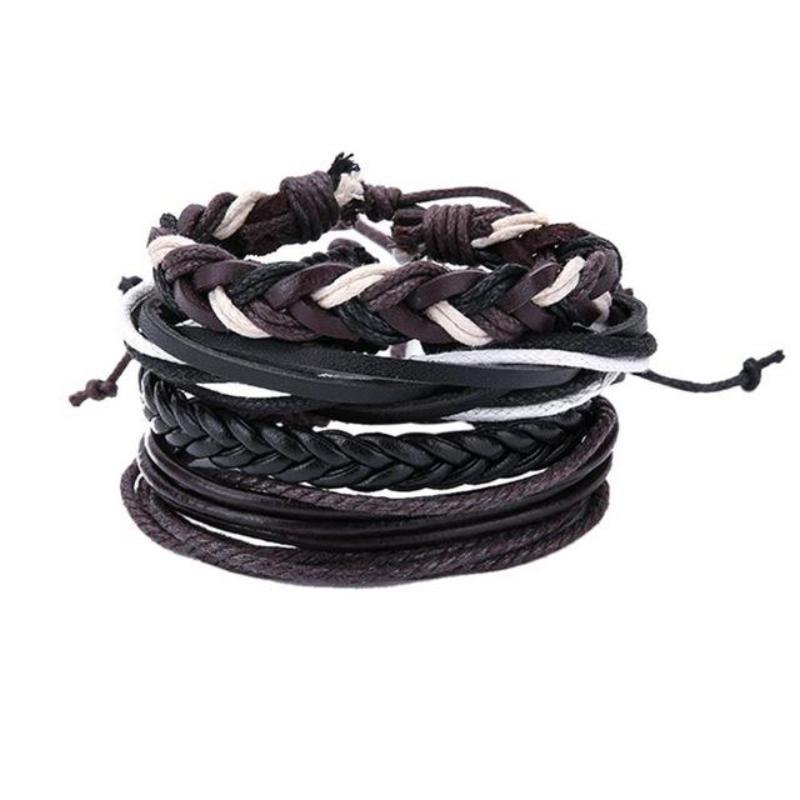 loomrack Retro Adjustable Leather Bangles for Men Charm Bracelets Bracelet Style - 12