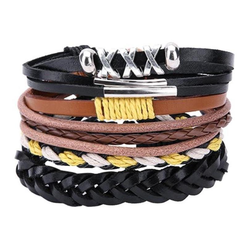 loomrack Retro Adjustable Leather Bangles for Men Charm Bracelets Bracelet Style - 13