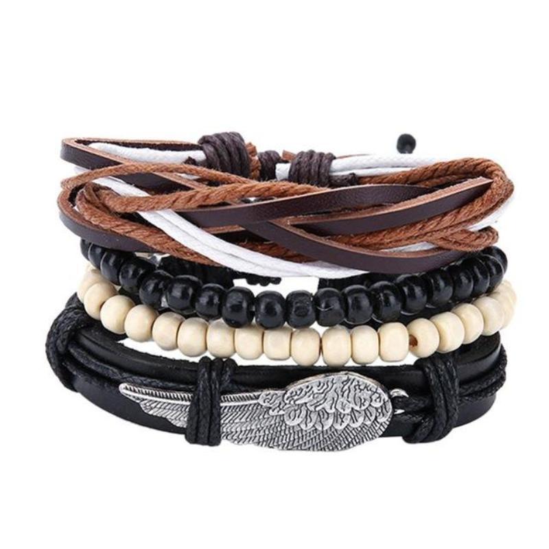 loomrack Retro Adjustable Leather Bangles for Men Charm Bracelets Bracelet Style - 14