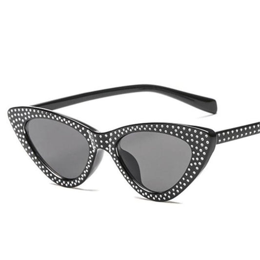 loomrack Retro Cat Eye Pointed Rhinestone Sunglasses Sunglasses Black