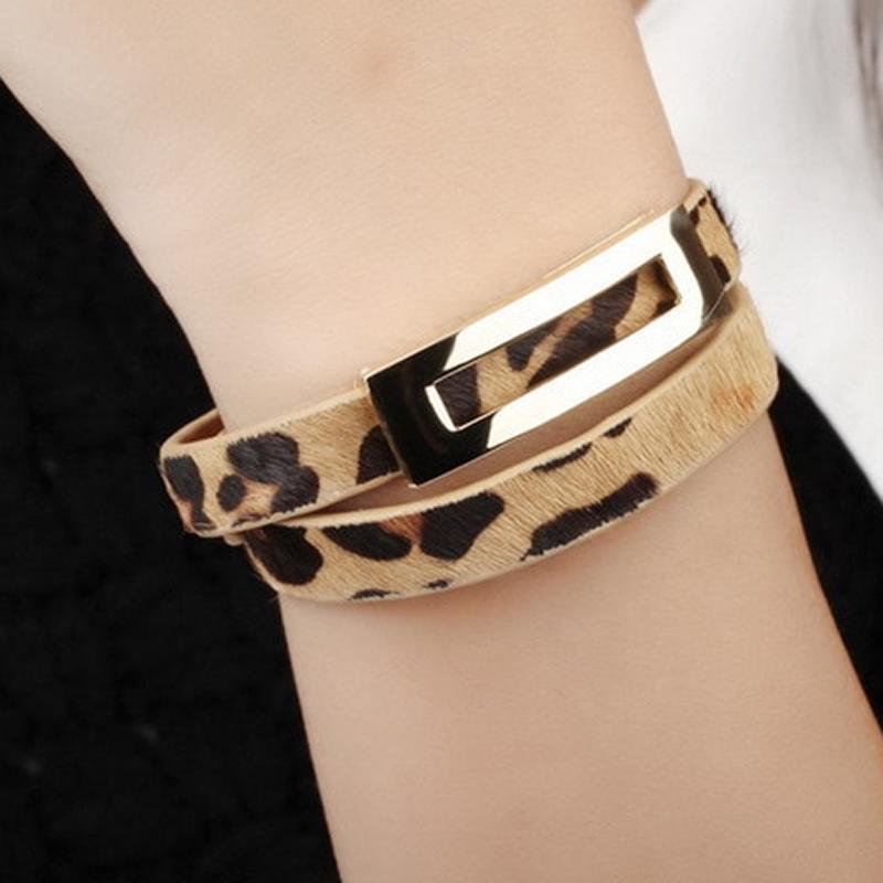 loomrack Retro Leopard Print Double Wrap Leather Bracelet Bracelets