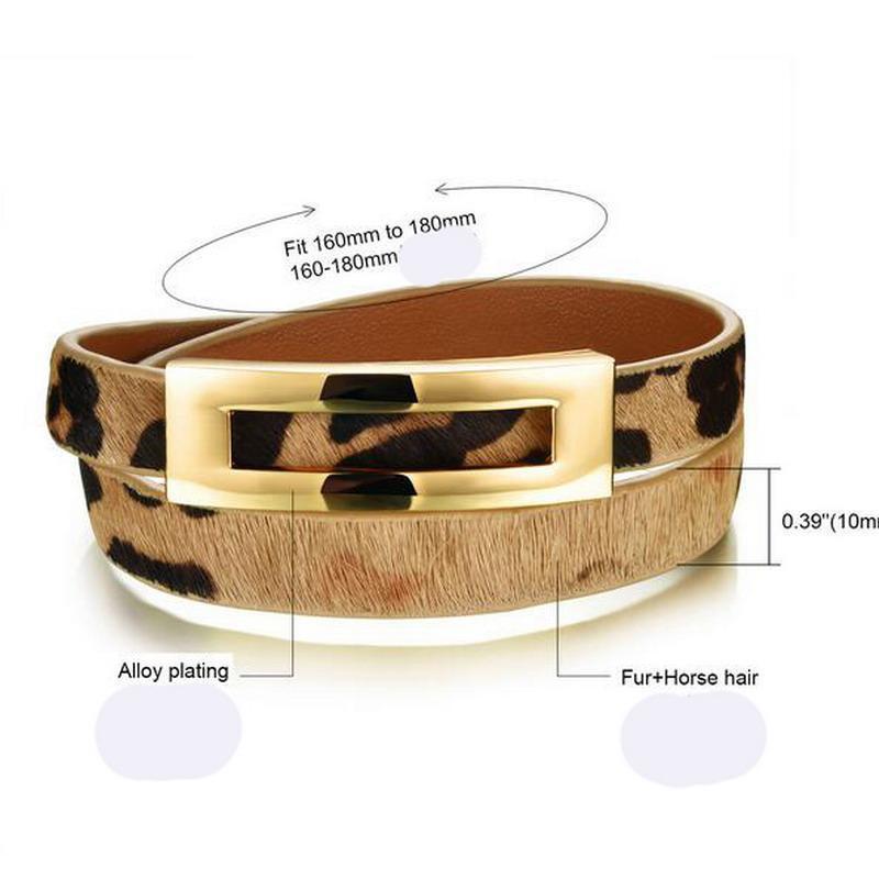 loomrack Retro Leopard Print Double Wrap Leather Bracelet Bracelets