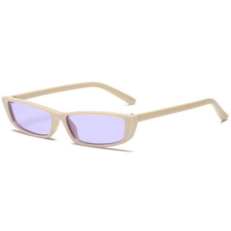 loomrack Retro Micro Lens Rectangle Sunglasses Sunglasses beige frame purple