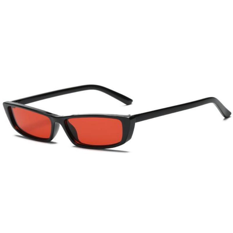 loomrack Retro Micro Lens Rectangle Sunglasses Sunglasses black frame red