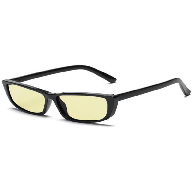 loomrack Retro Micro Lens Rectangle Sunglasses Sunglasses black frame yellow