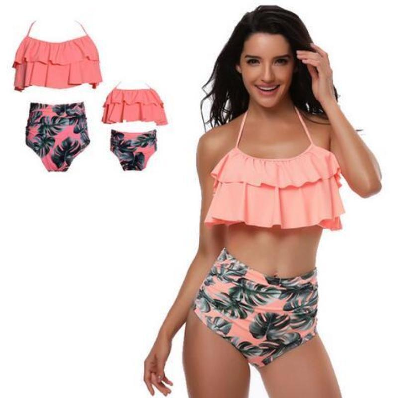 loomrack Retro Mommy and Me Matching Swimsuits - Assorted Styles Family Matching Outfits Pink / Mom S