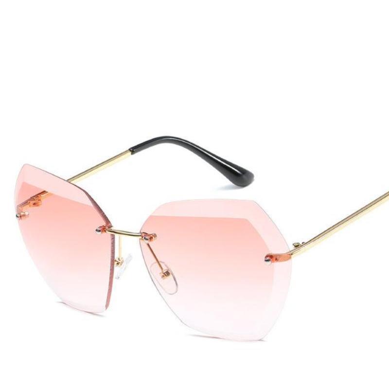 loomrack Retro Rimless Dimensional Sunglasses Sunglasses Pink