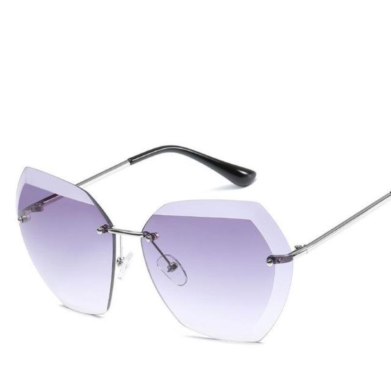 loomrack Retro Rimless Dimensional Sunglasses Sunglasses Silver F Gray