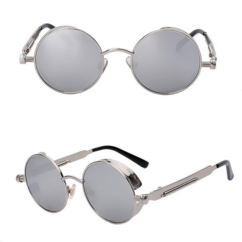 loomrack Retro Round Metal Frame Sunglasses Sunglasses Silver w silver mir