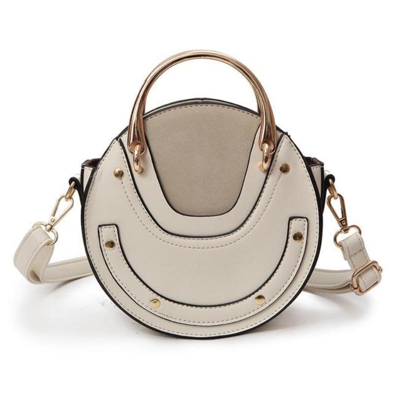 loomrack Retro Round Top Handle Purse Shoulder Bags Beige