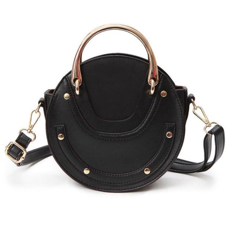 loomrack Retro Round Top Handle Purse Shoulder Bags Black