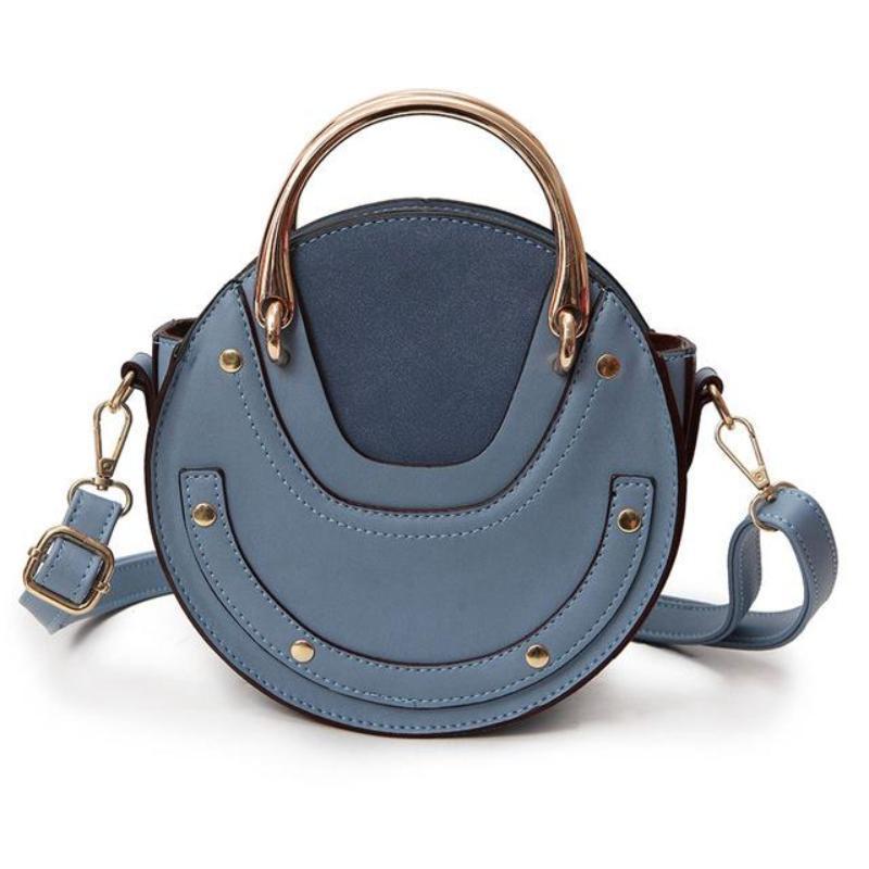 loomrack Retro Round Top Handle Purse Shoulder Bags Blue