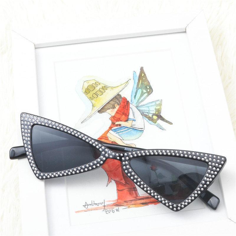 loomrack Rhinestone Triangle Cat Eye Sunglasses Sunglasses