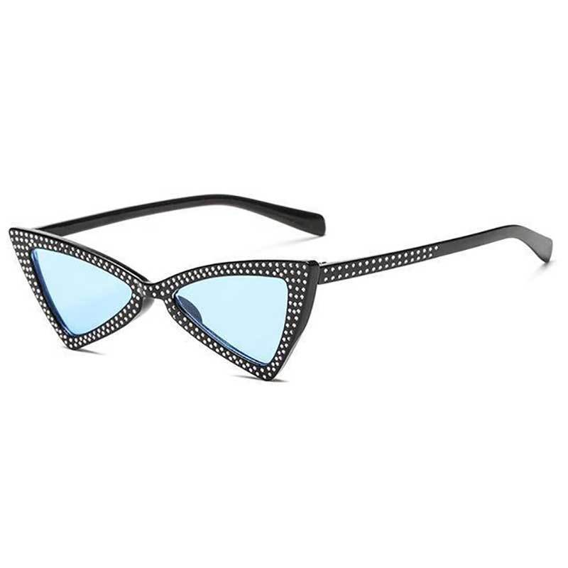 loomrack Rhinestone Triangle Cat Eye Sunglasses Sunglasses clear blue