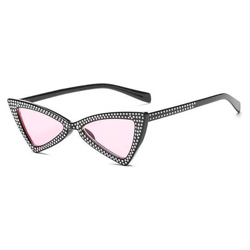 loomrack Rhinestone Triangle Cat Eye Sunglasses Sunglasses clear pink