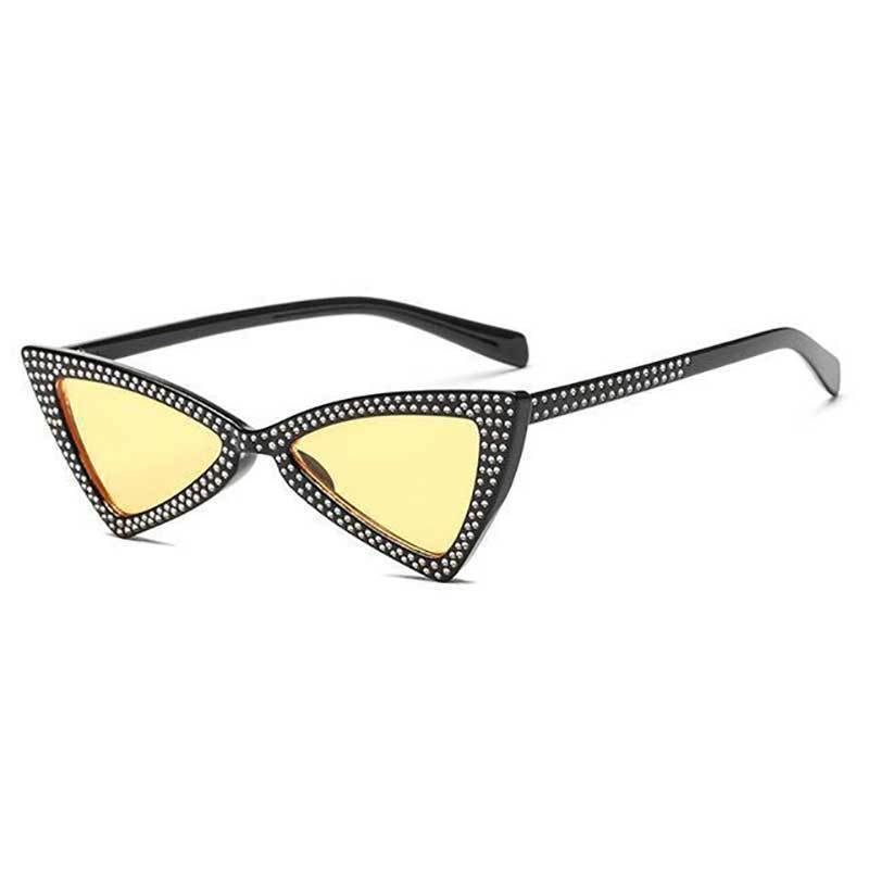 loomrack Rhinestone Triangle Cat Eye Sunglasses Sunglasses clear yellow