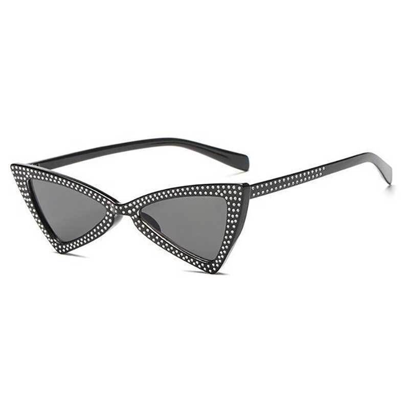 loomrack Rhinestone Triangle Cat Eye Sunglasses Sunglasses full black