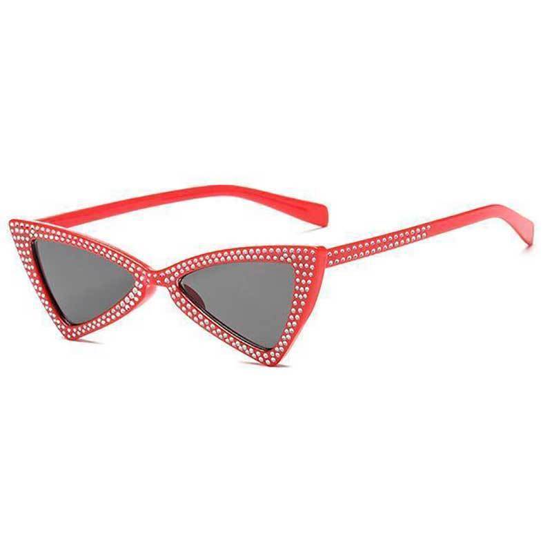 loomrack Rhinestone Triangle Cat Eye Sunglasses Sunglasses red