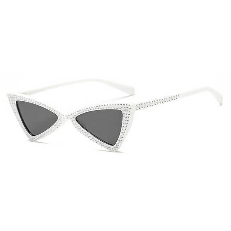 loomrack Rhinestone Triangle Cat Eye Sunglasses Sunglasses white