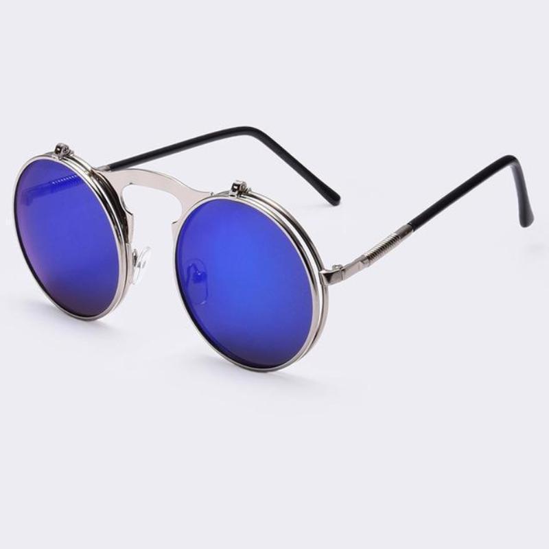 loomrack Round Steampunk Sunglasses for Men Sunglasses Blue