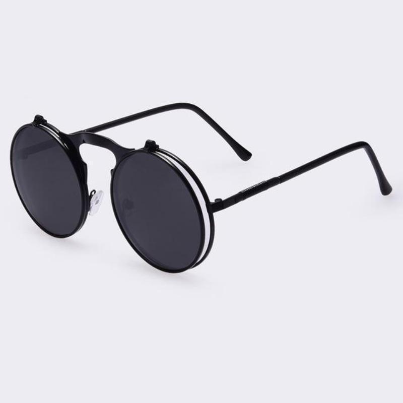 loomrack Round Steampunk Sunglasses for Men Sunglasses Full Black