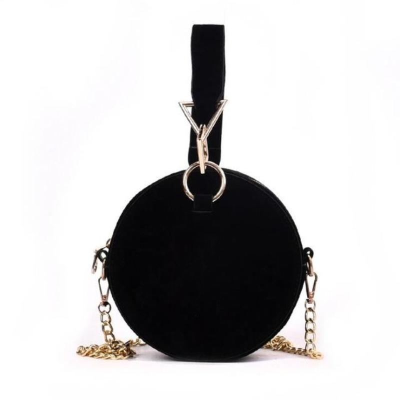 loomrack Round Suede Crossbody Top Handle Bag Top Handle Bags Black